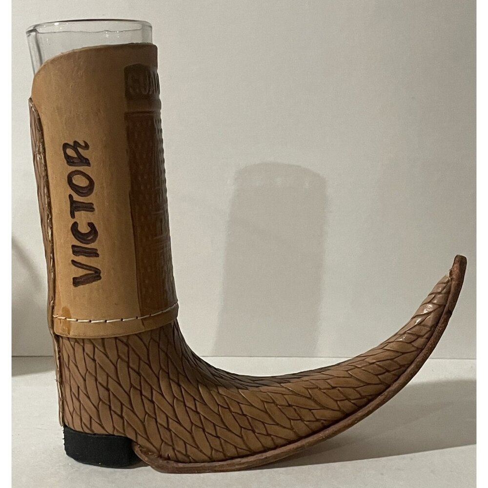 Mexican Boot Shot Glass/(VICTOR) Leather Mini Boot Tequila Shot Collectible